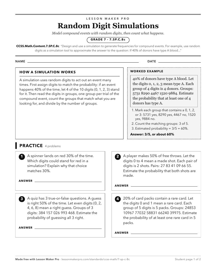 Preview of the CCSS.Math.Content.7.SP.C.8c printable worksheet