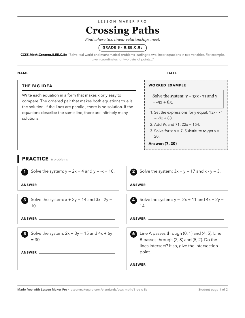 Preview of the CCSS.Math.Content.8.EE.C.8c printable worksheet