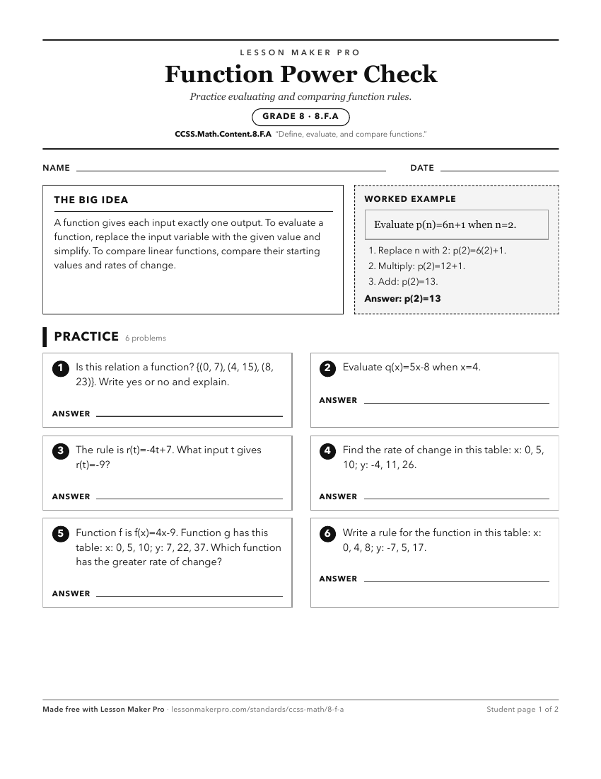 Preview of the CCSS.Math.Content.8.F.A printable worksheet