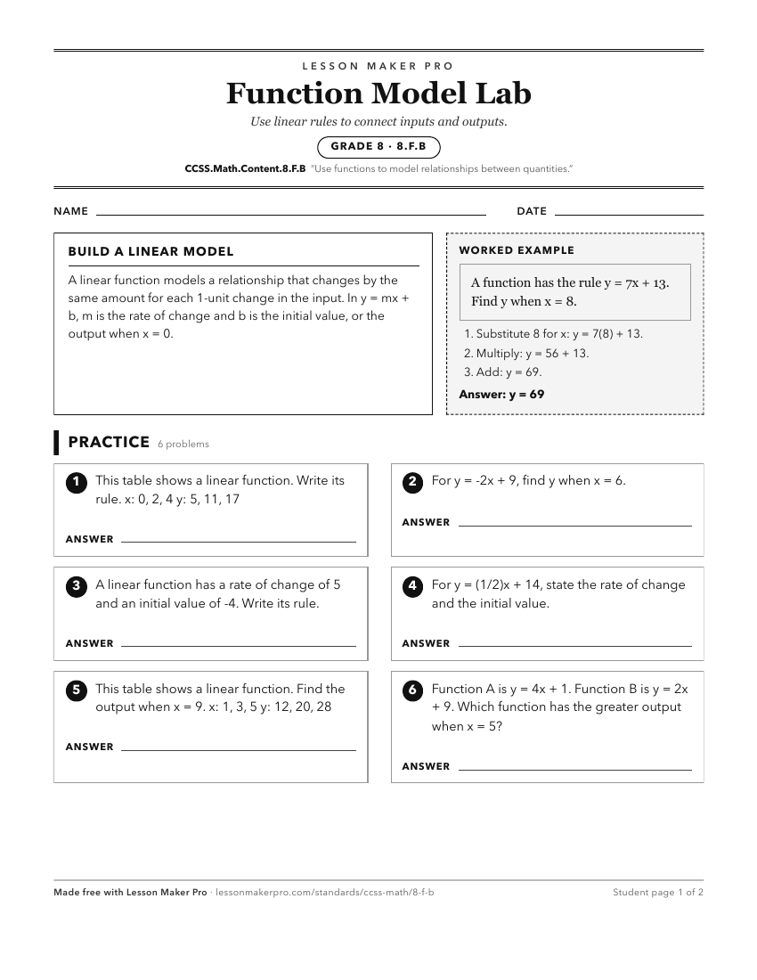 Preview of the CCSS.Math.Content.8.F.B printable worksheet