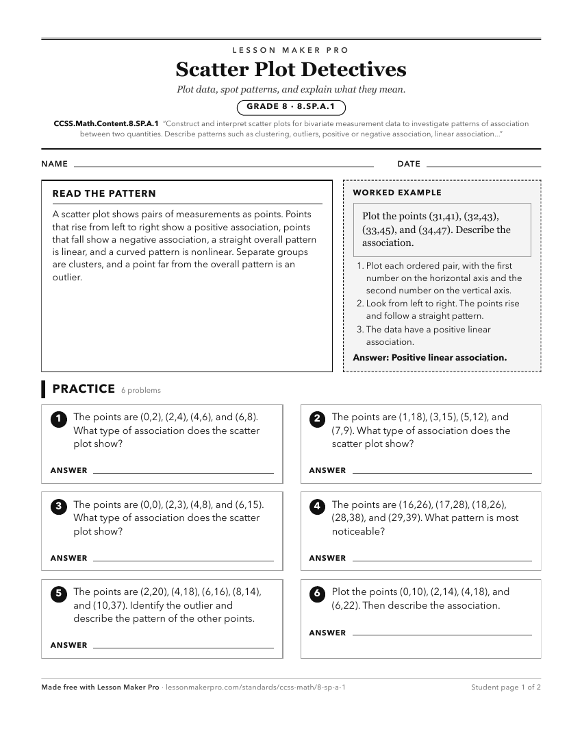 Preview of the CCSS.Math.Content.8.SP.A.1 printable worksheet