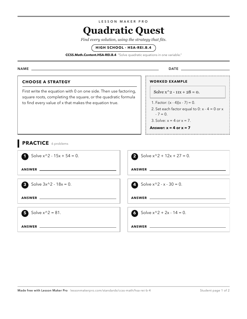 Preview of the CCSS.Math.Content.HSA-REI.B.4 printable worksheet