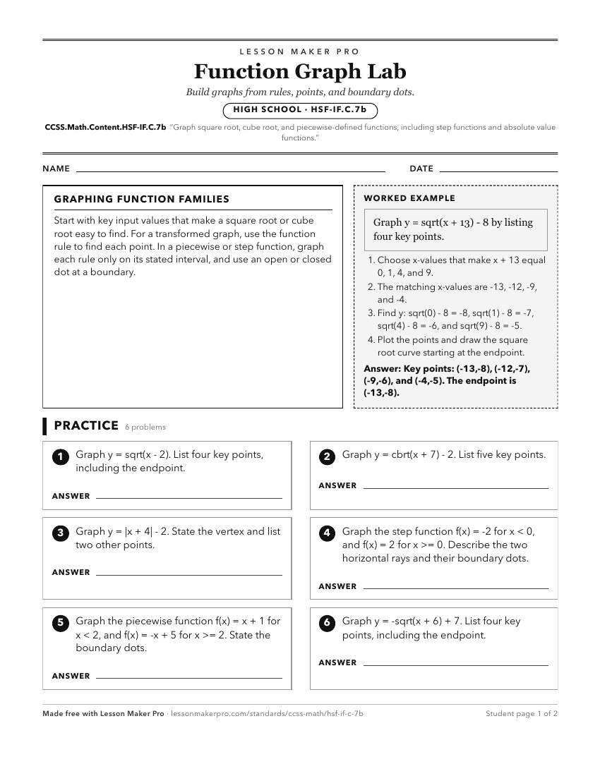 Preview of the CCSS.Math.Content.HSF-IF.C.7b printable worksheet