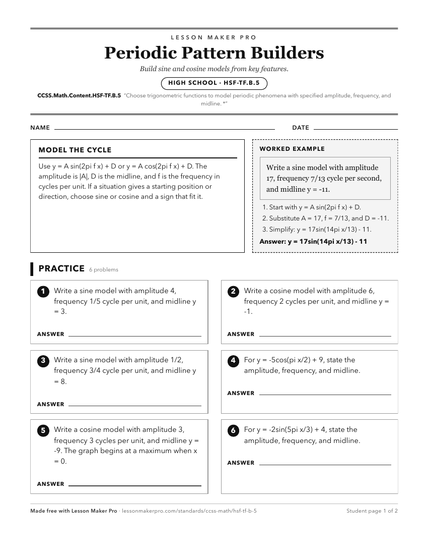 Preview of the CCSS.Math.Content.HSF-TF.B.5 printable worksheet