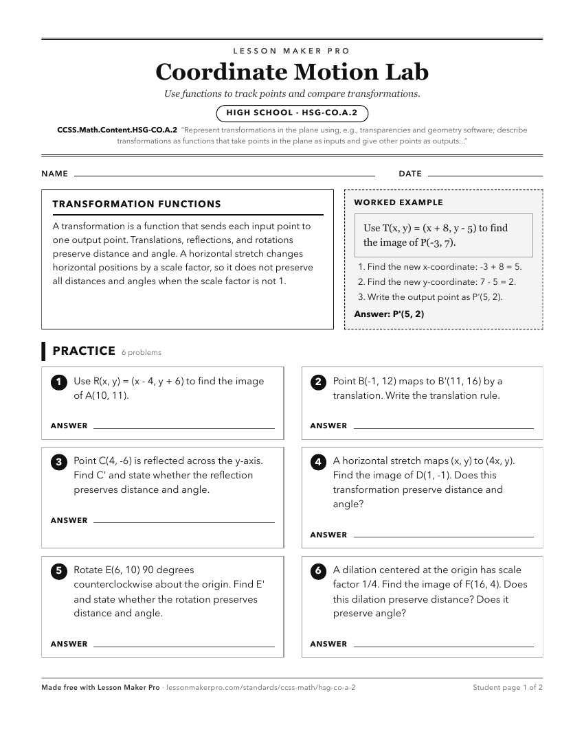 Preview of the CCSS.Math.Content.HSG-CO.A.2 printable worksheet