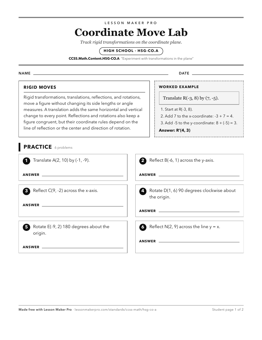 Preview of the CCSS.Math.Content.HSG-CO.A printable worksheet