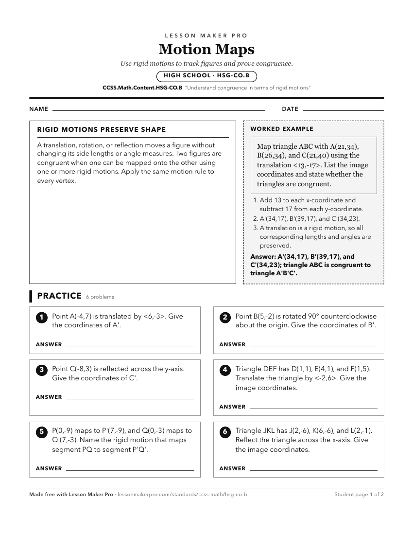 Preview of the CCSS.Math.Content.HSG-CO.B printable worksheet