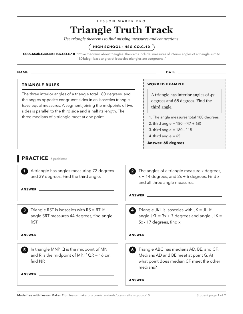 Preview of the CCSS.Math.Content.HSG-CO.C.10 printable worksheet