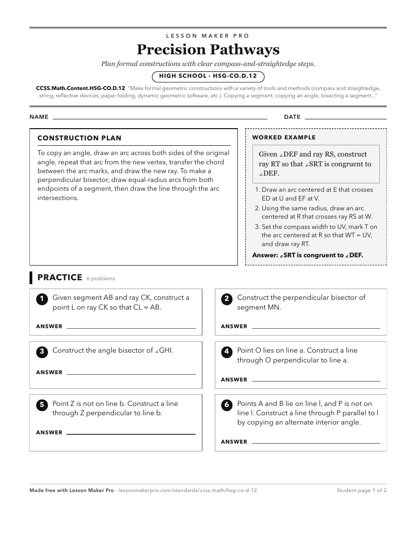 Preview of the CCSS.Math.Content.HSG-CO.D.12 printable worksheet