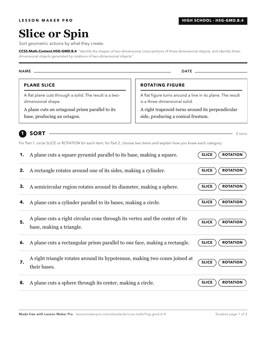 Preview of the CCSS.Math.Content.HSG-GMD.B.4 printable worksheet