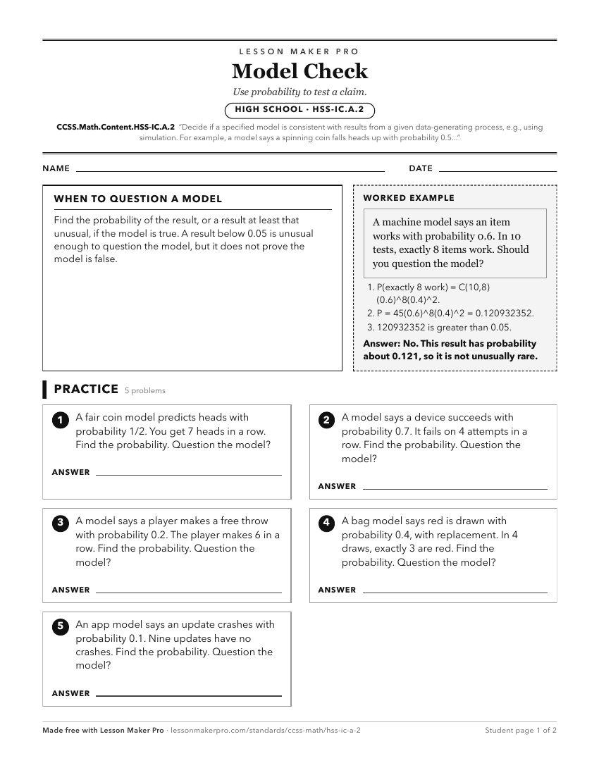 Preview of the CCSS.Math.Content.HSS-IC.A.2 printable worksheet