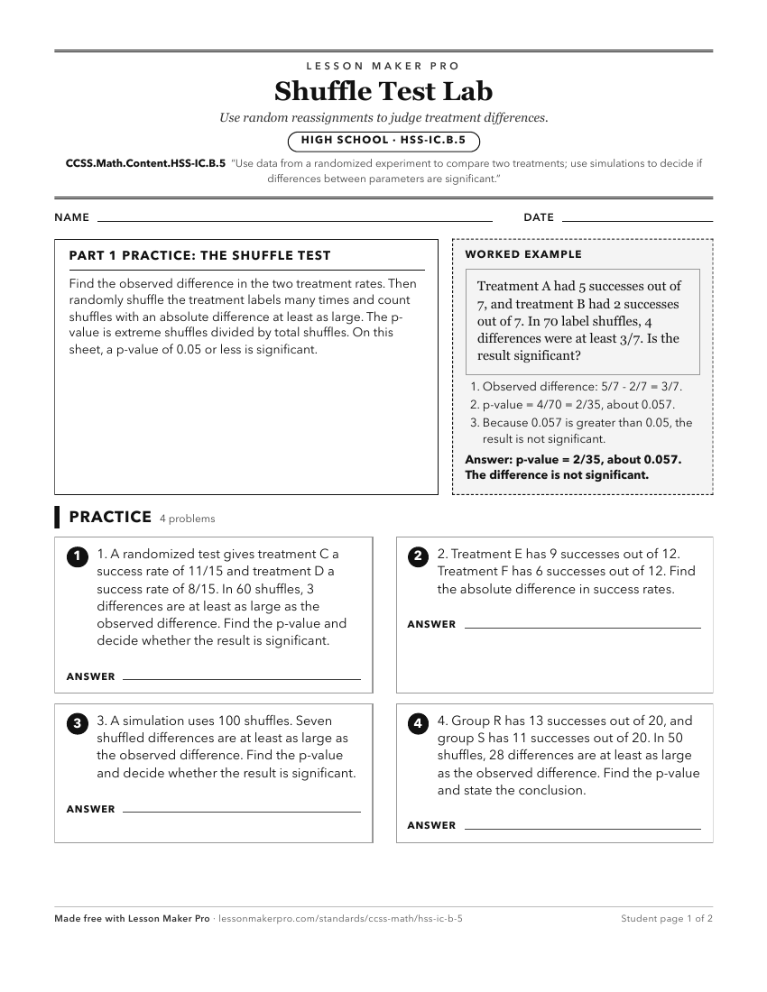 Preview of the CCSS.Math.Content.HSS-IC.B.5 printable worksheet