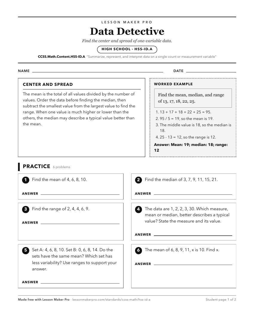 Preview of the CCSS.Math.Content.HSS-ID.A printable worksheet