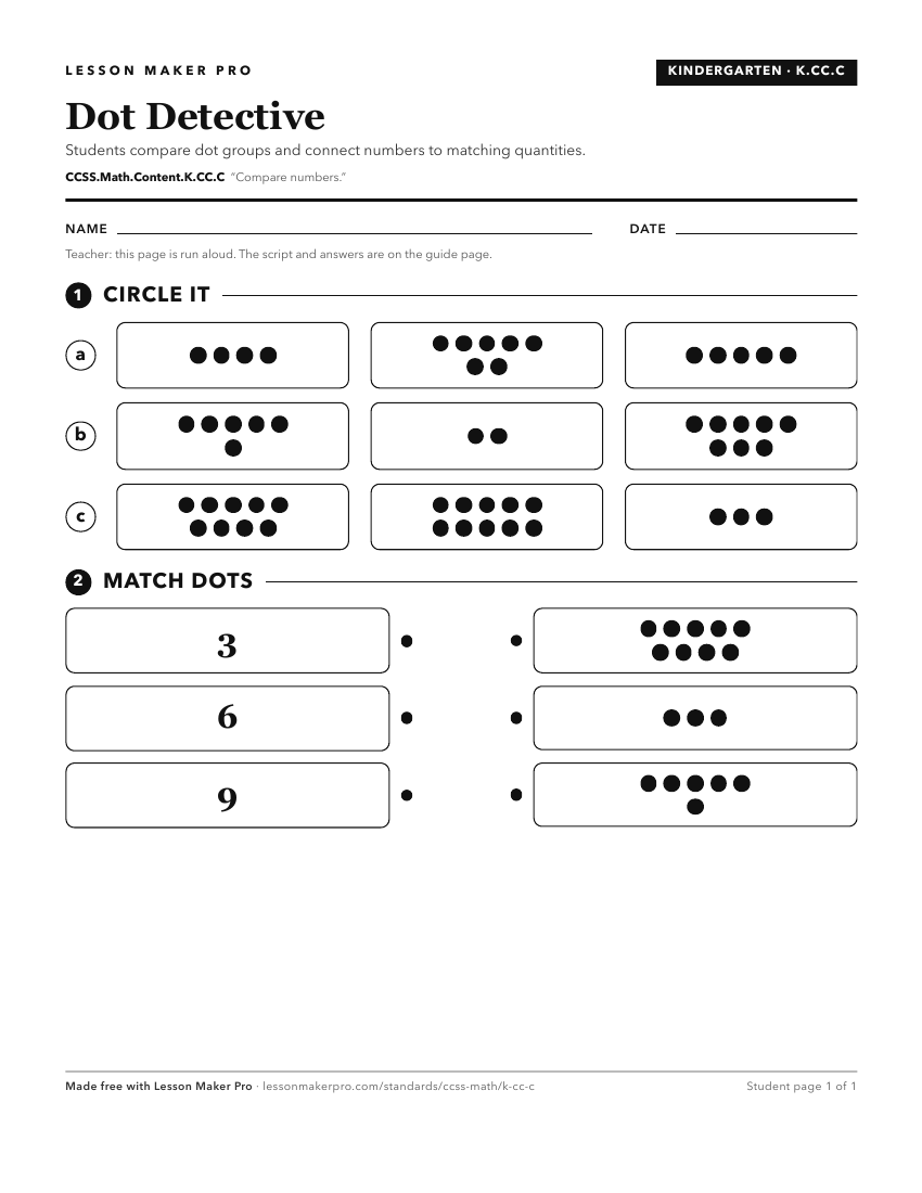 Preview of the CCSS.Math.Content.K.CC.C printable worksheet