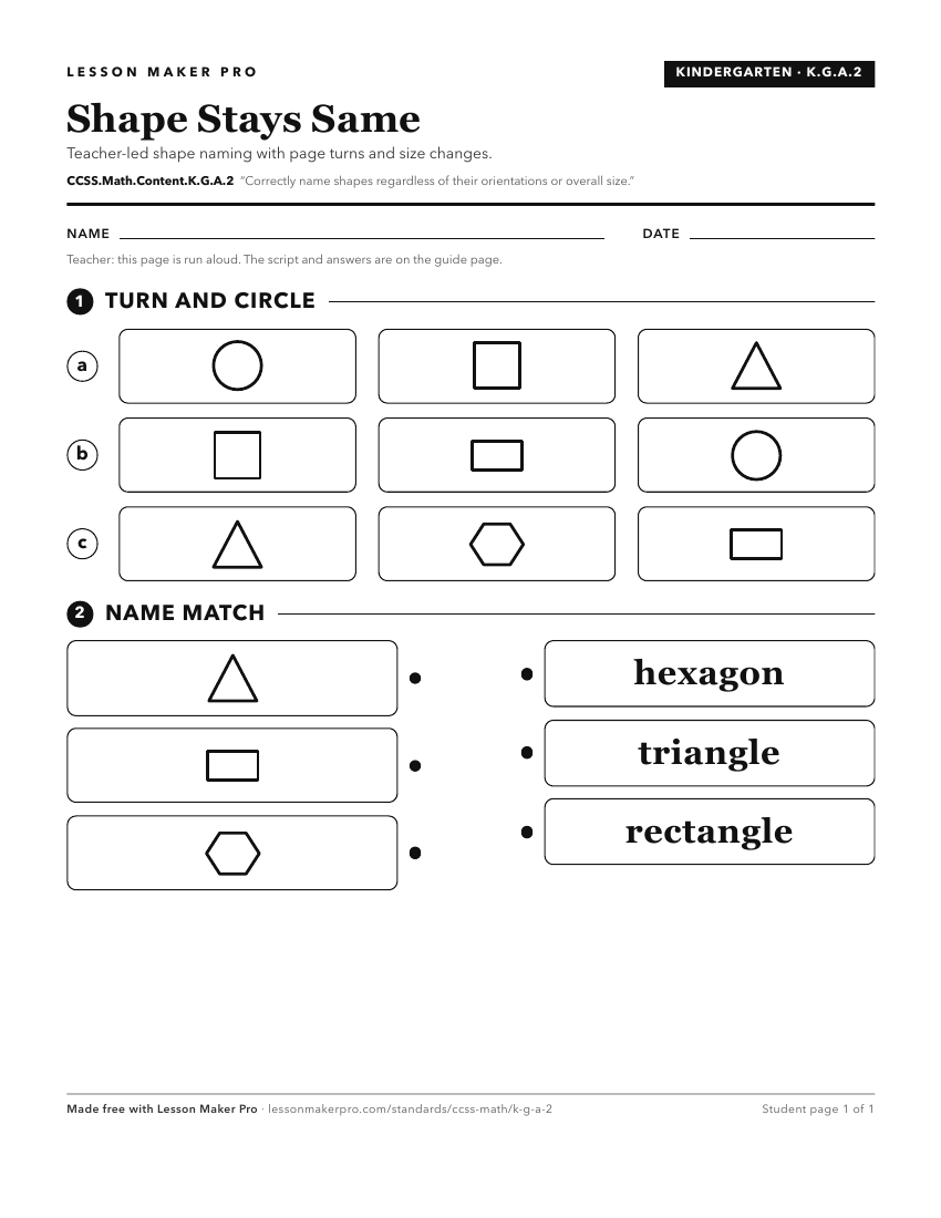 Preview of the CCSS.Math.Content.K.G.A.2 printable worksheet