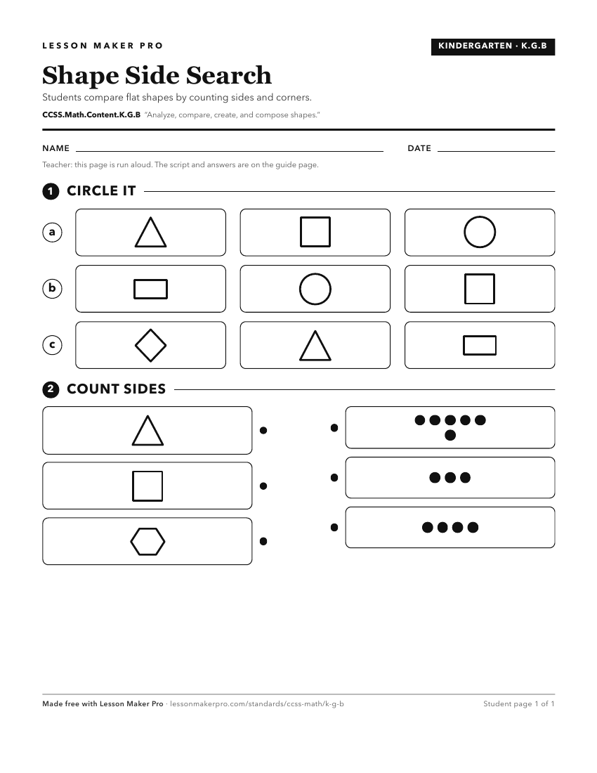 Preview of the CCSS.Math.Content.K.G.B printable worksheet