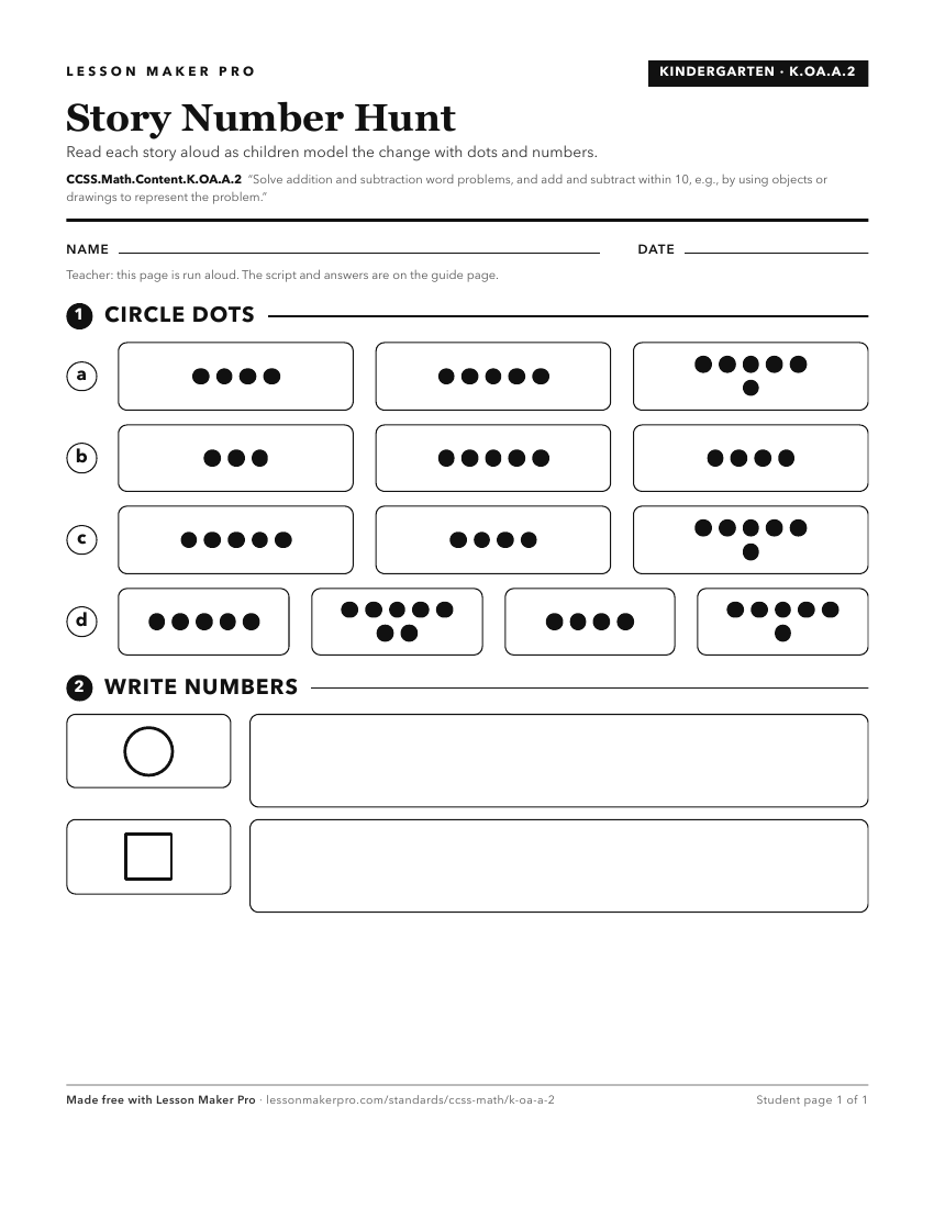 Preview of the CCSS.Math.Content.K.OA.A.2 printable worksheet