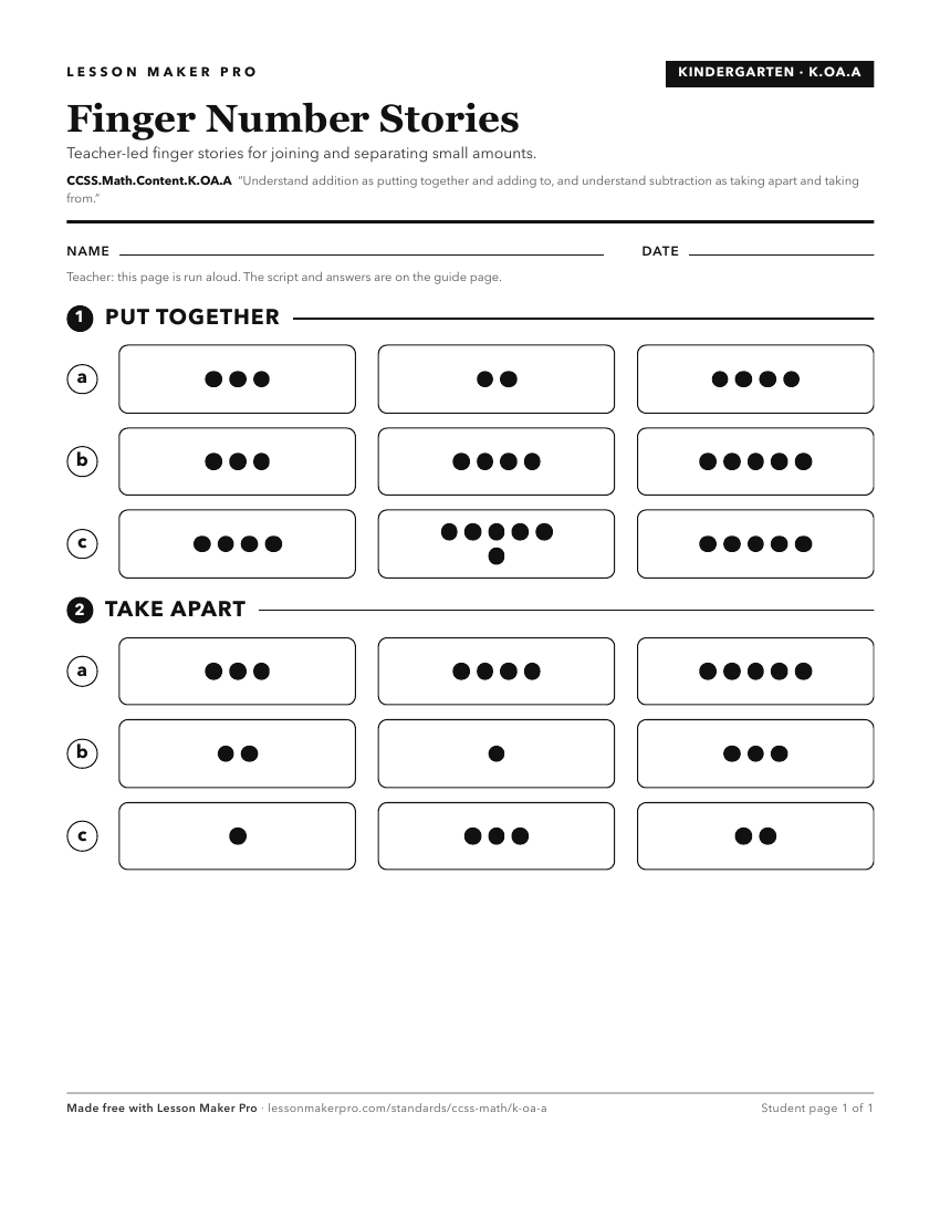 Preview of the CCSS.Math.Content.K.OA.A printable worksheet