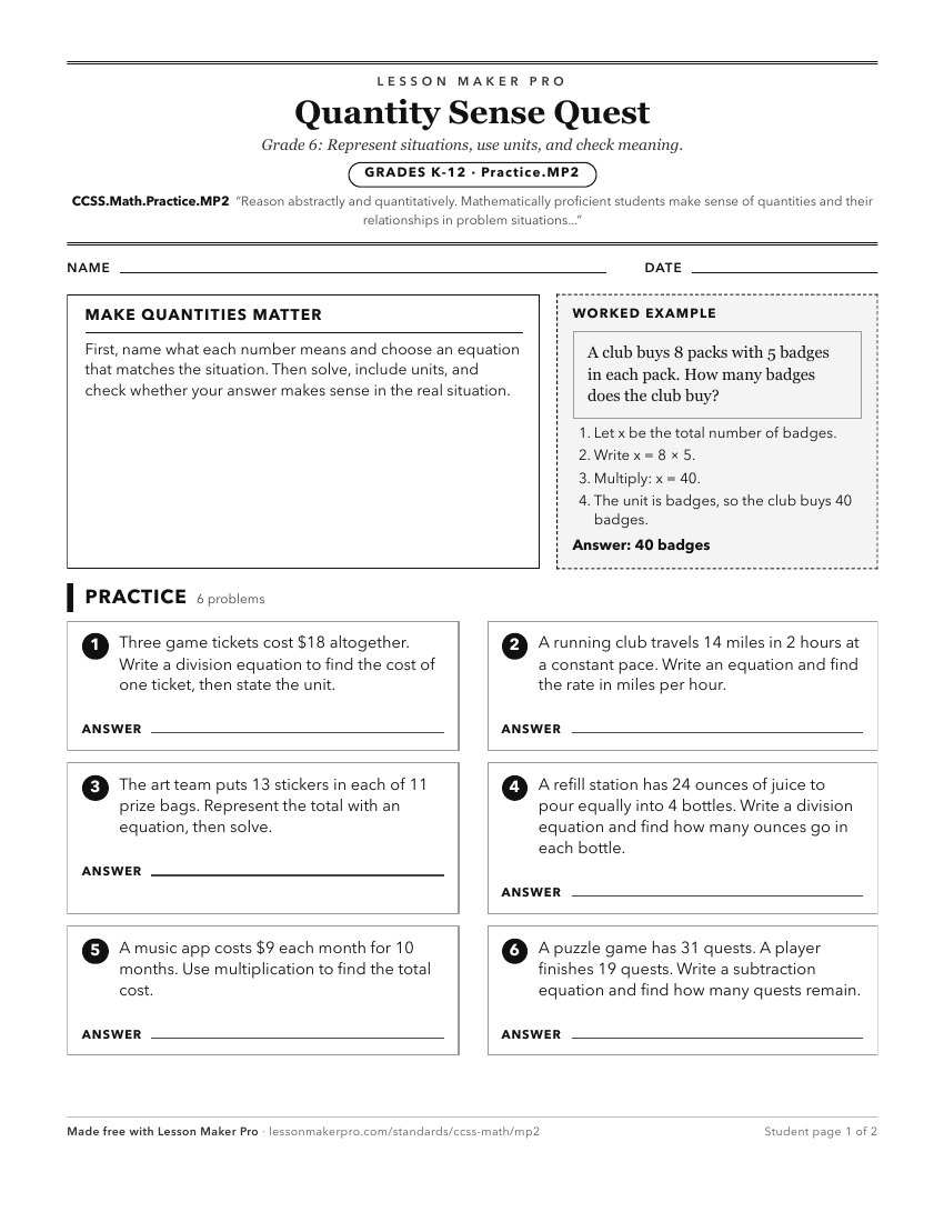 Preview of the CCSS.Math.Practice.MP2 printable worksheet