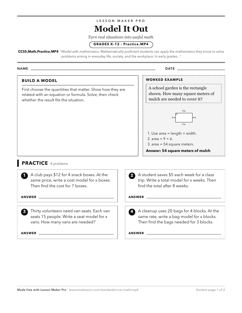 Preview of the CCSS.Math.Practice.MP4 printable worksheet