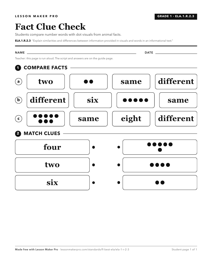 Preview of the ELA.1.R.2.3 printable worksheet