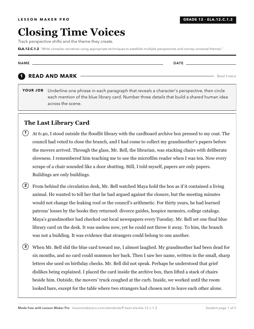 Preview of the ELA.12.C.1.2 printable worksheet