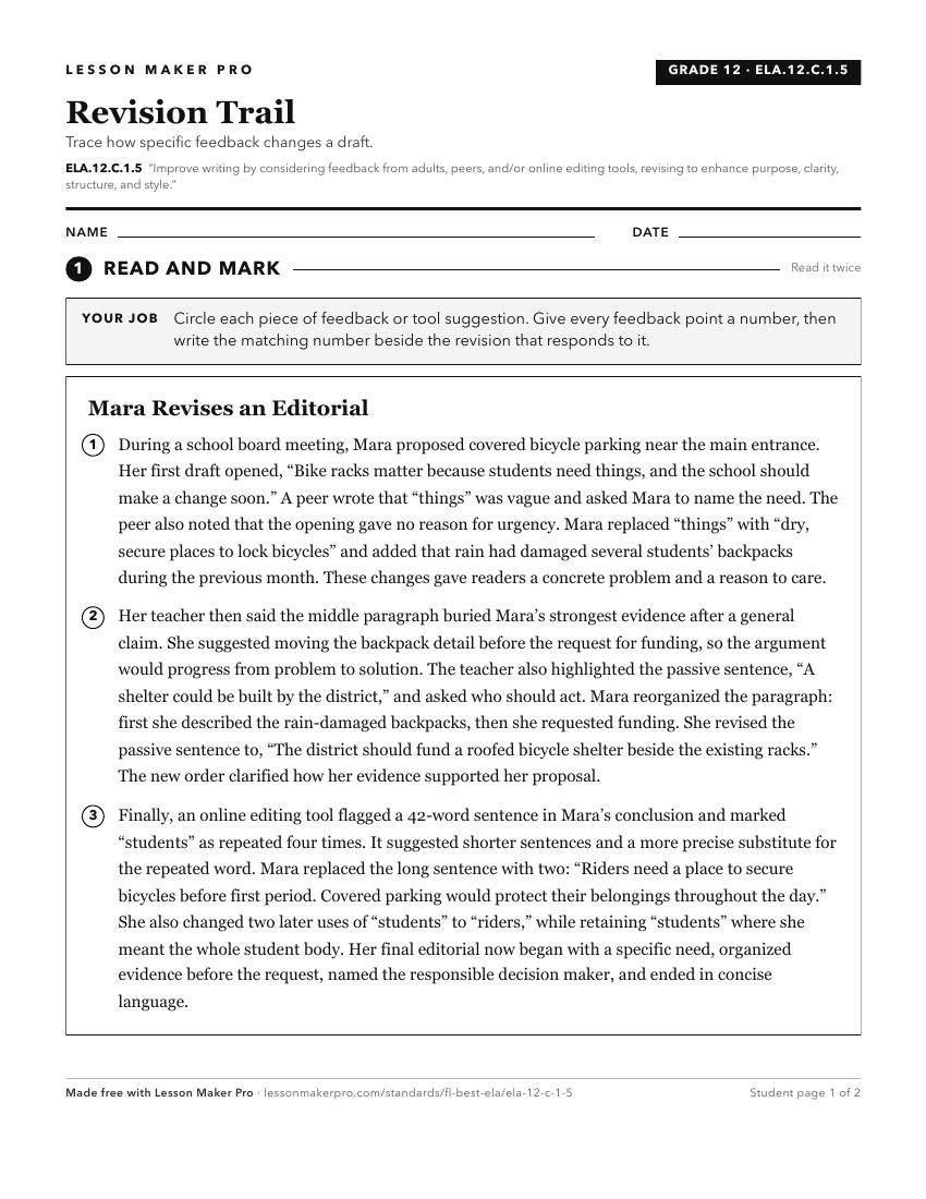 Preview of the ELA.12.C.1.5 printable worksheet