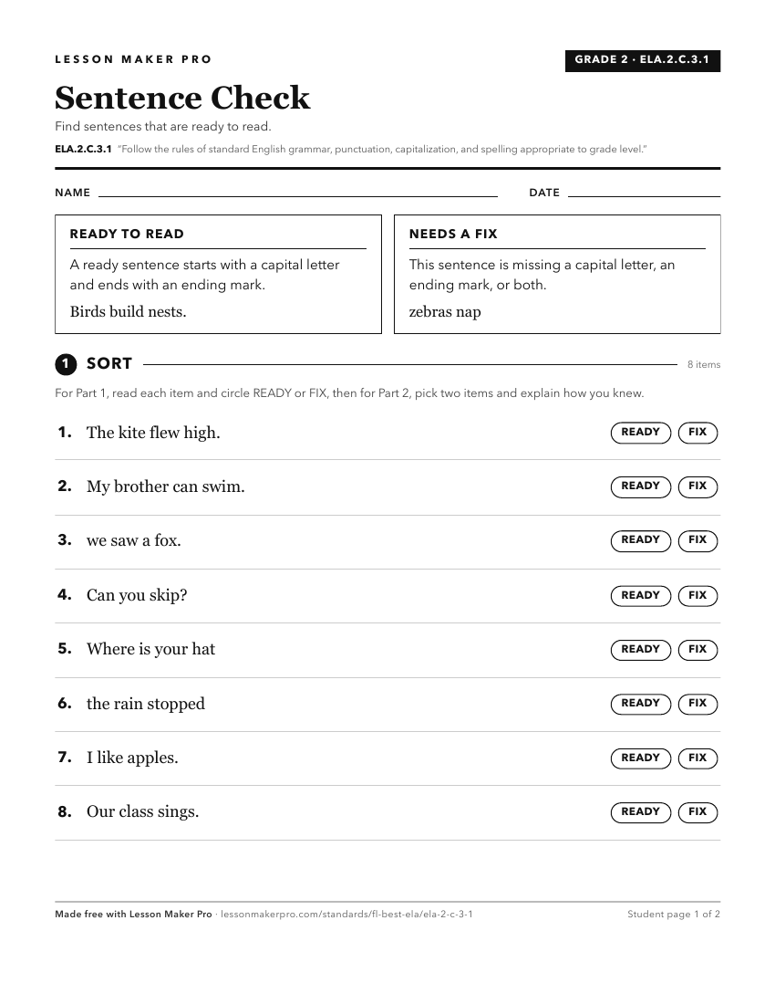 Preview of the ELA.2.C.3.1 printable worksheet