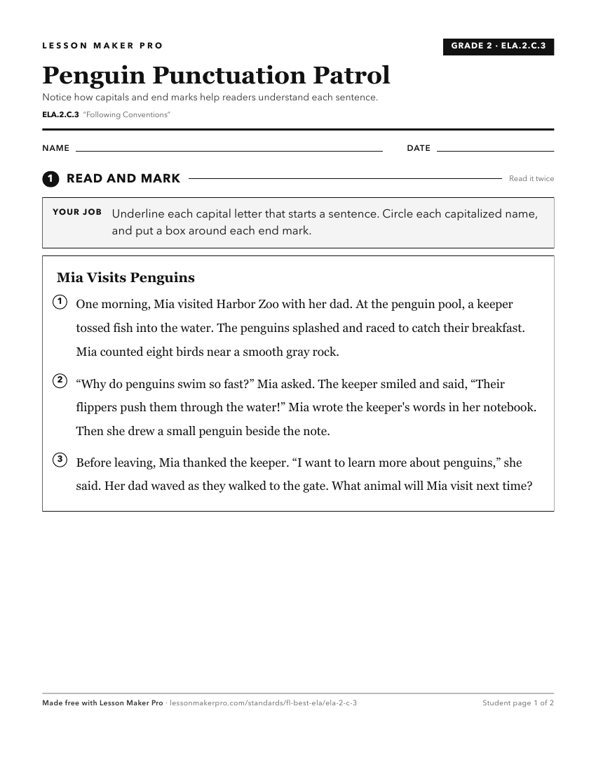 Preview of the ELA.2.C.3 printable worksheet