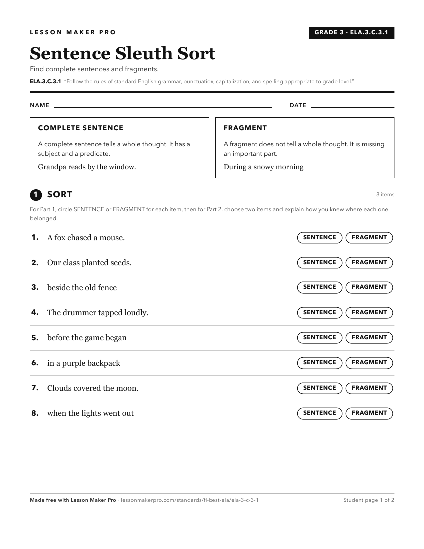Preview of the ELA.3.C.3.1 printable worksheet