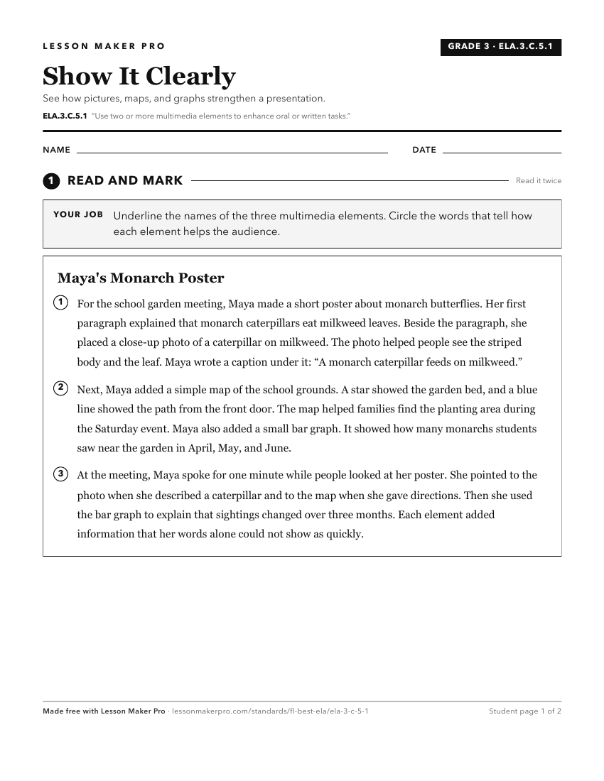 Preview of the ELA.3.C.5.1 printable worksheet