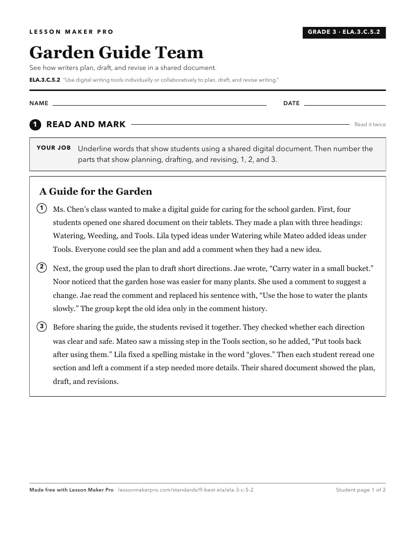 Preview of the ELA.3.C.5.2 printable worksheet