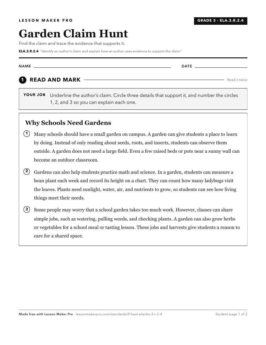 Preview of the ELA.3.R.2.4 printable worksheet