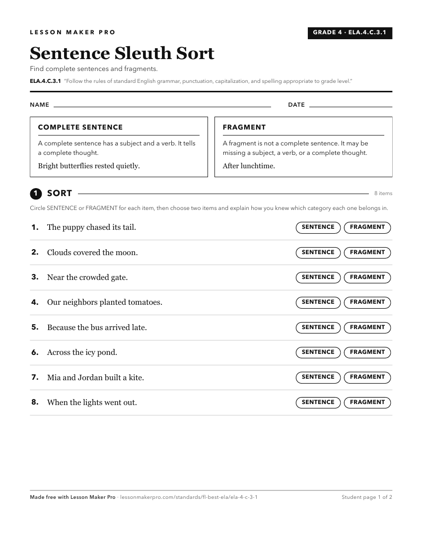Preview of the ELA.4.C.3.1 printable worksheet