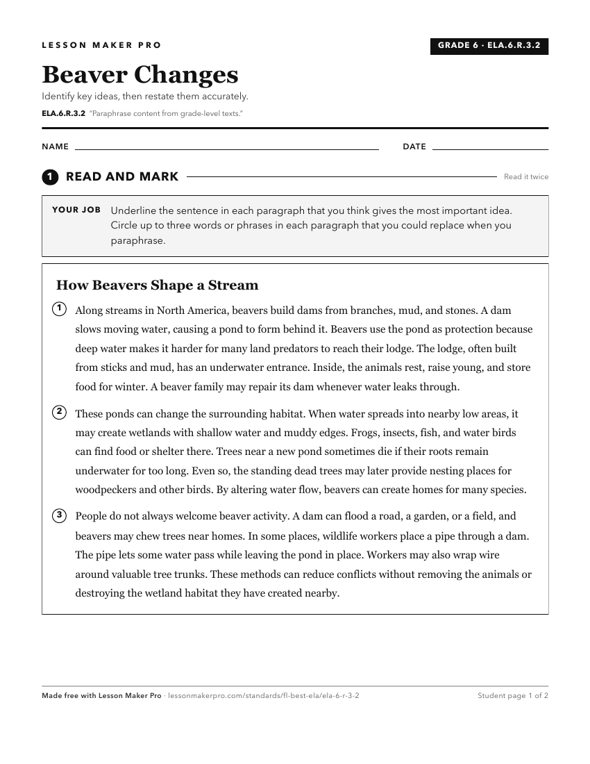 Preview of the ELA.6.R.3.2 printable worksheet