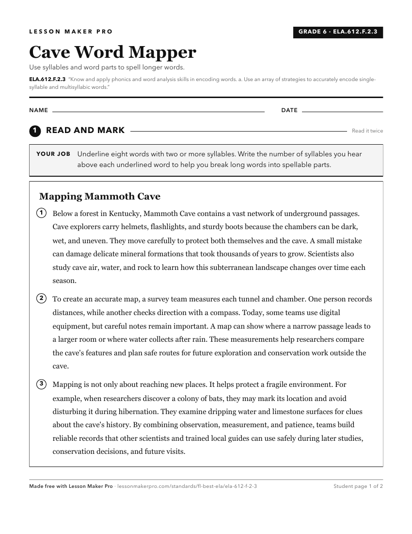 Preview of the ELA.612.F.2.3 printable worksheet