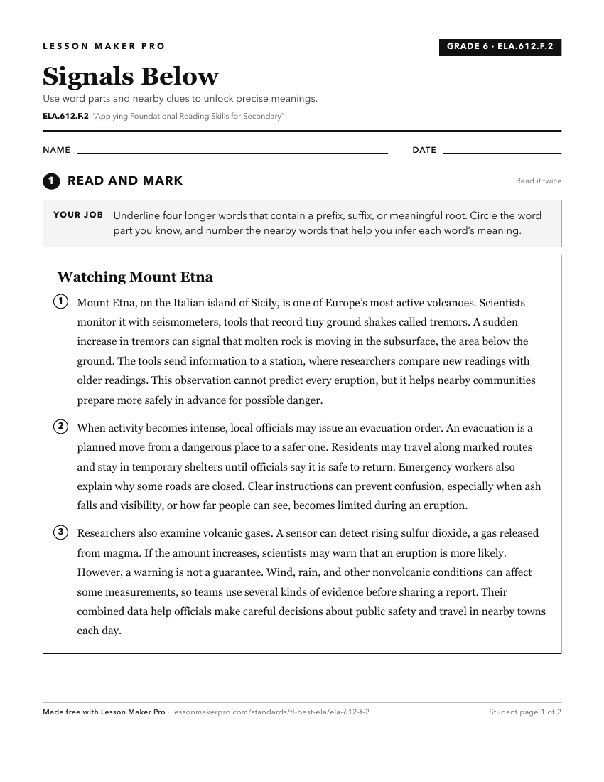 Preview of the ELA.612.F.2 printable worksheet