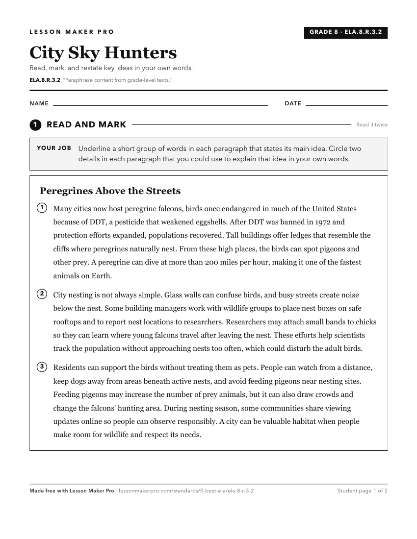 Preview of the ELA.8.R.3.2 printable worksheet