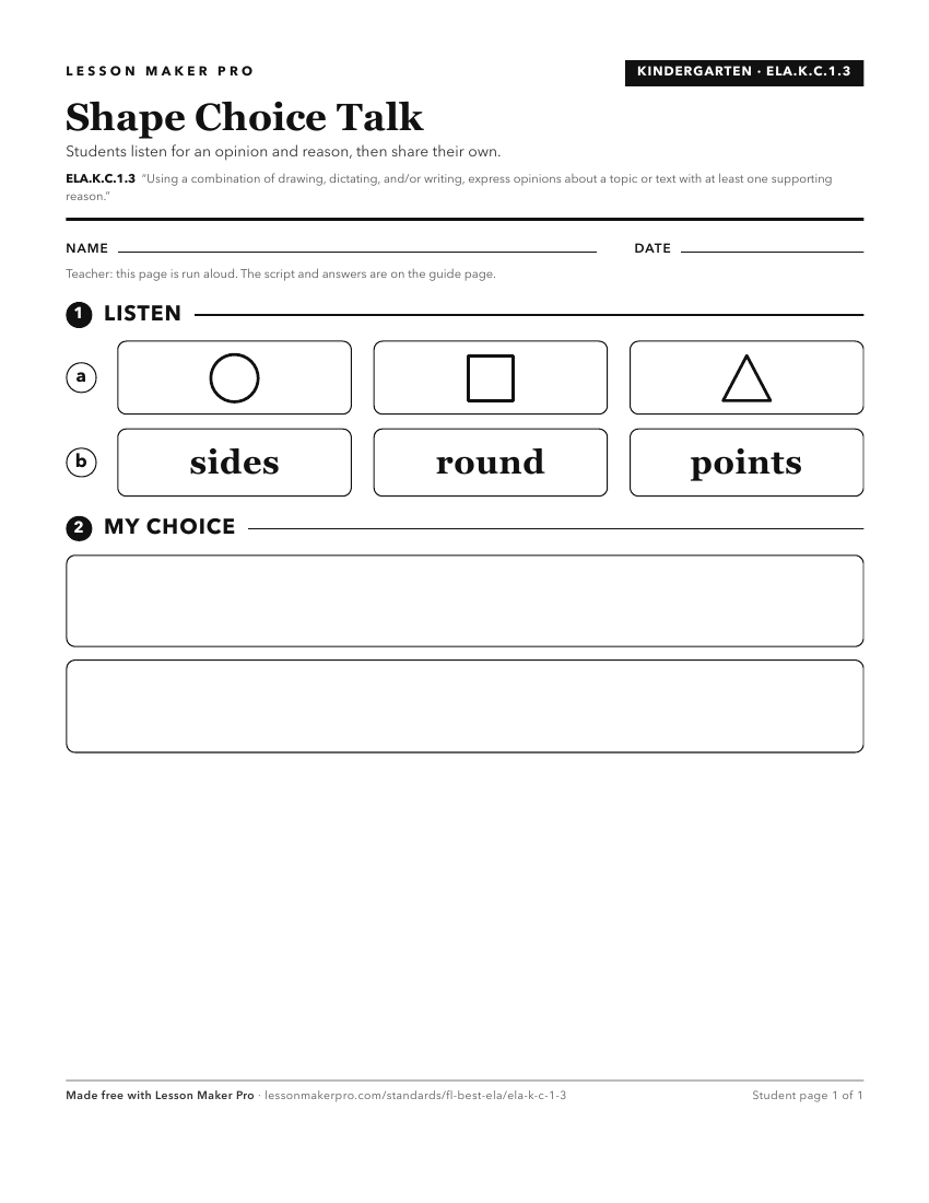 Preview of the ELA.K.C.1.3 printable worksheet