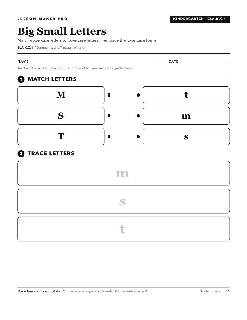 Preview of the ELA.K.C.1 printable worksheet