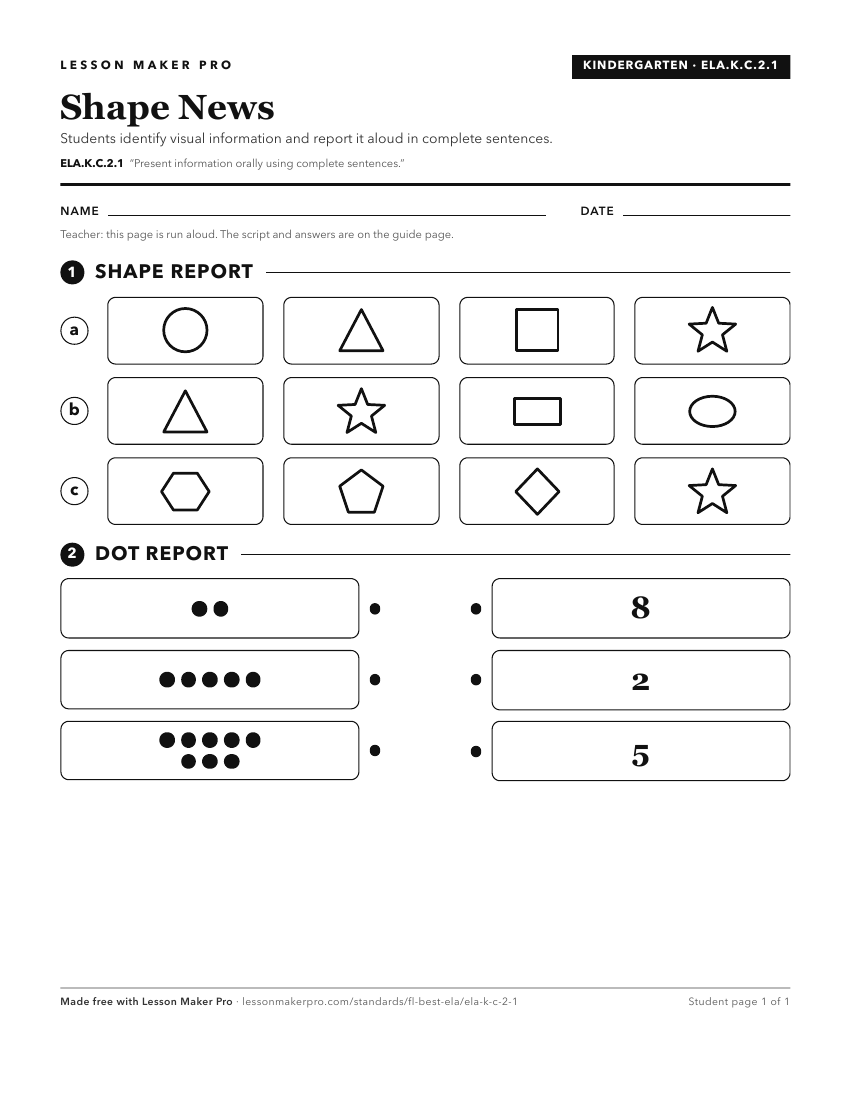 Preview of the ELA.K.C.2.1 printable worksheet