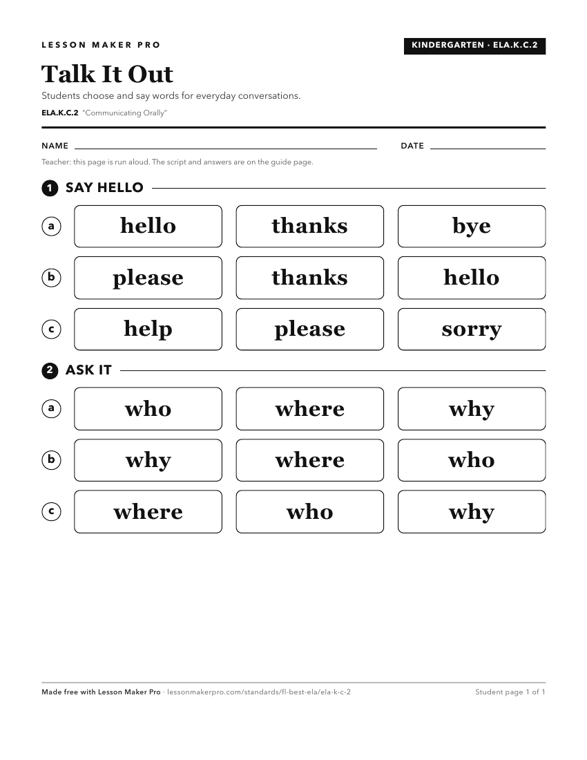 Preview of the ELA.K.C.2 printable worksheet