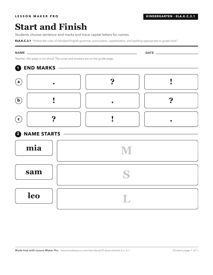 Preview of the ELA.K.C.3.1 printable worksheet