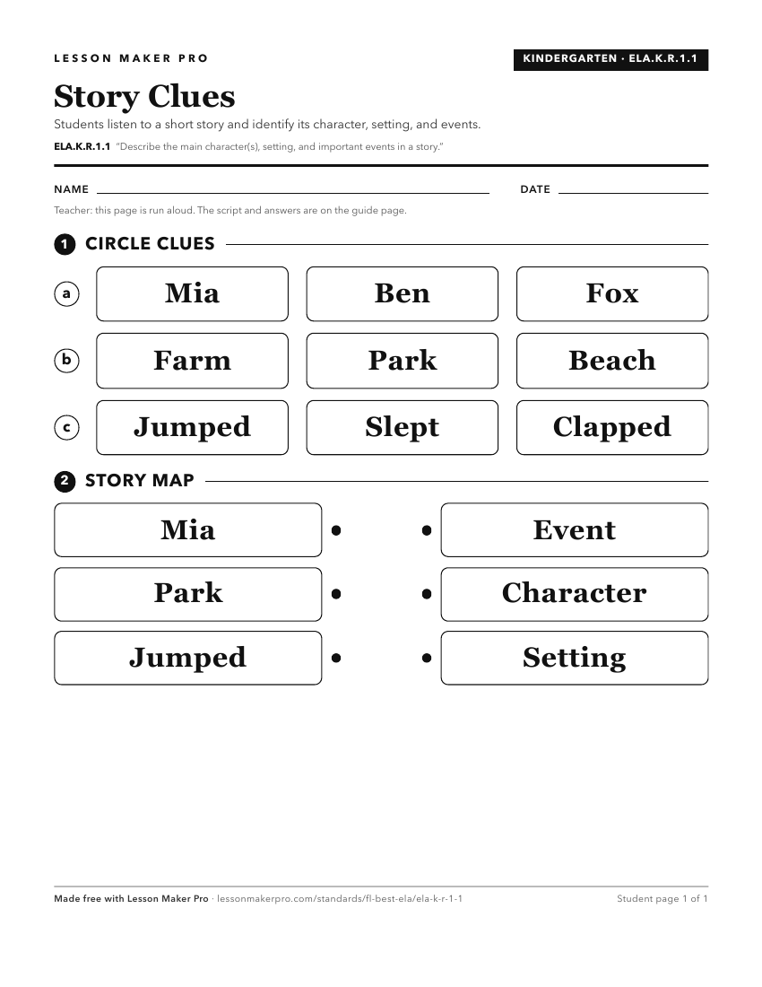 Preview of the ELA.K.R.1.1 printable worksheet