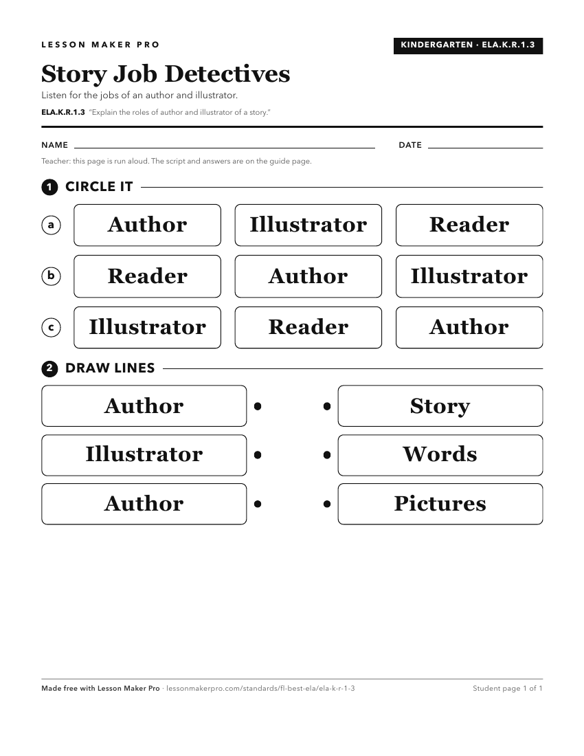 Preview of the ELA.K.R.1.3 printable worksheet