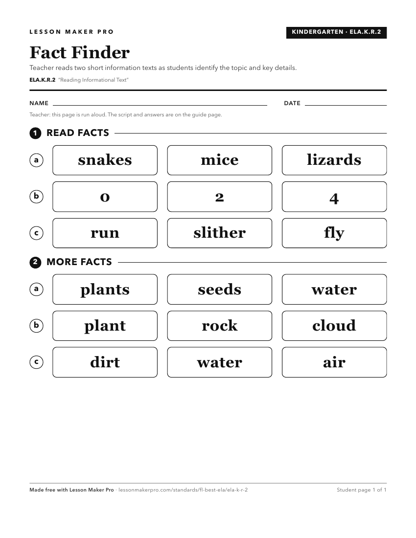Preview of the ELA.K.R.2 printable worksheet