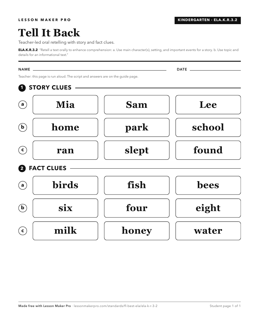 Preview of the ELA.K.R.3.2 printable worksheet