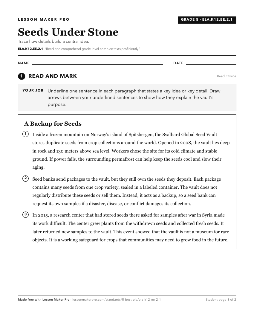 Preview of the ELA.K12.EE.2.1 printable worksheet