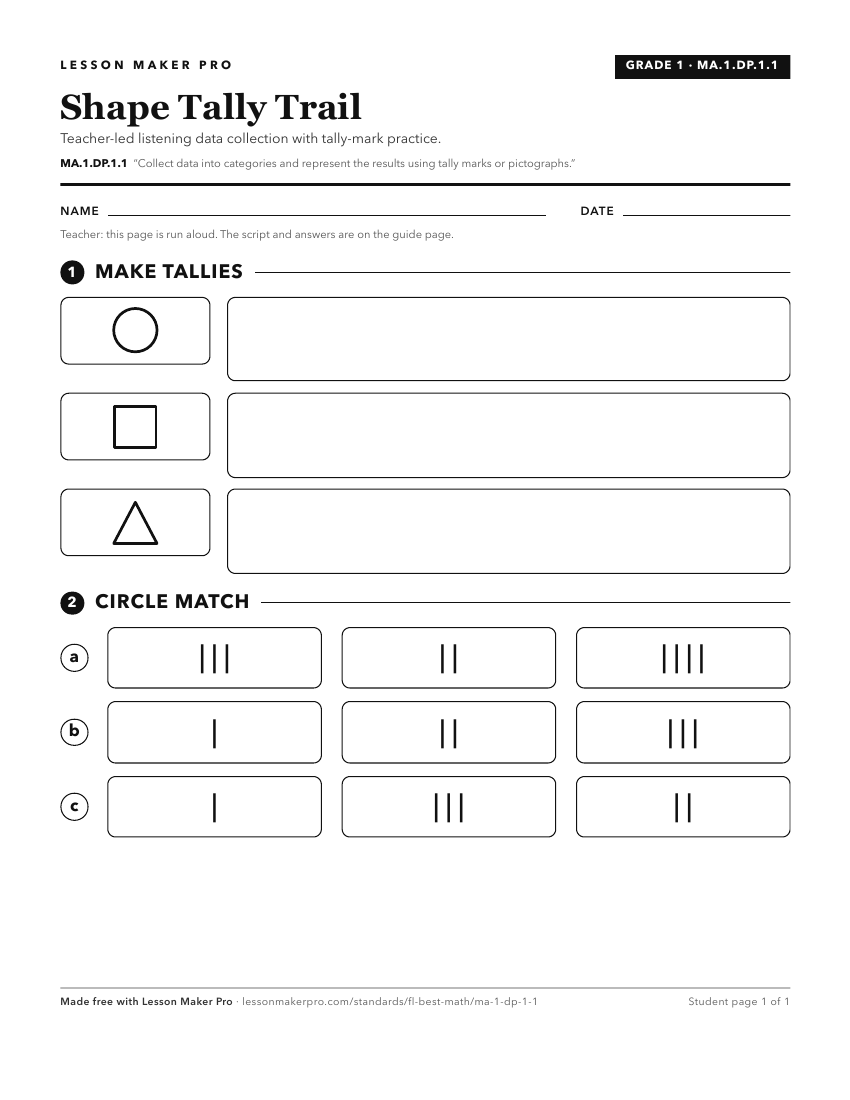 Preview of the MA.1.DP.1.1 printable worksheet