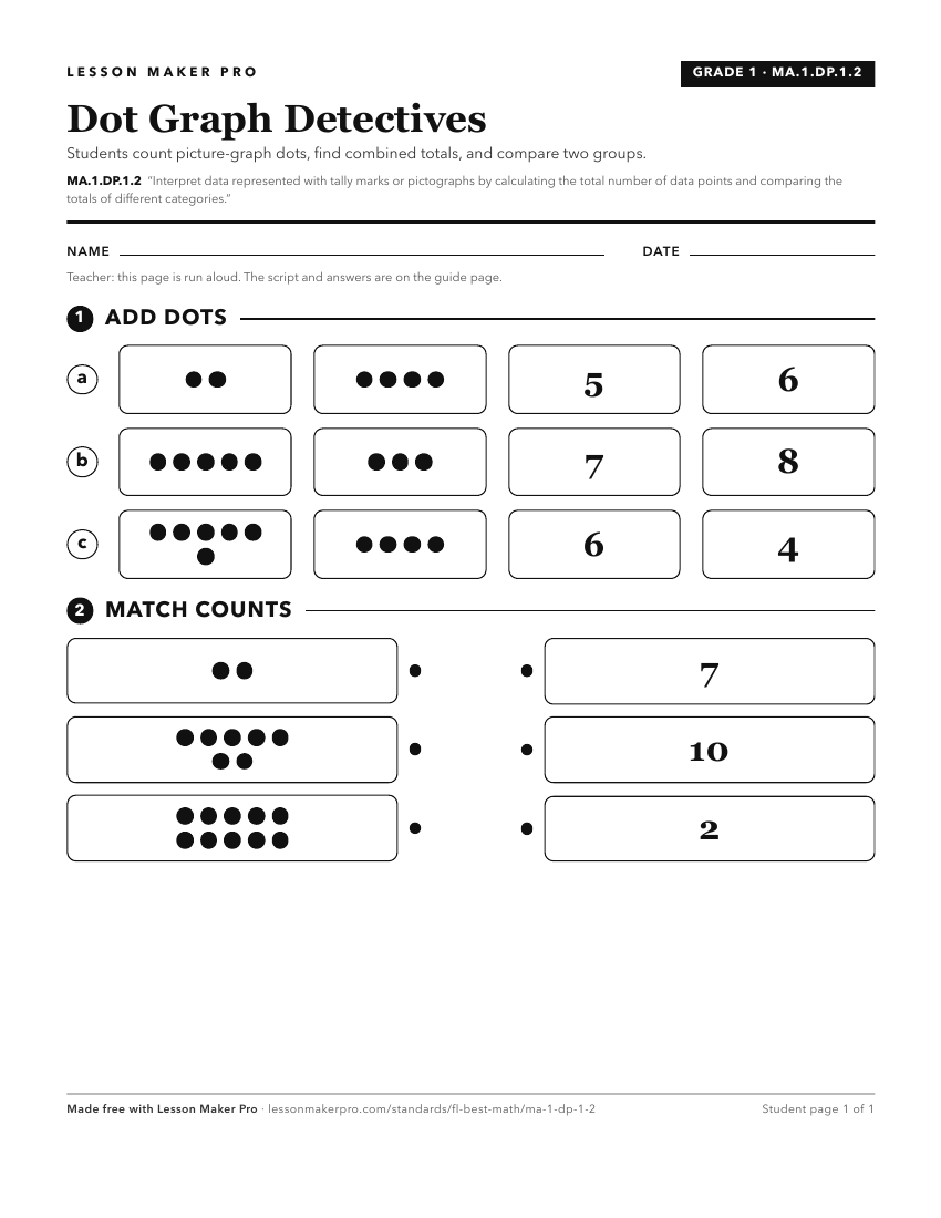 Preview of the MA.1.DP.1.2 printable worksheet